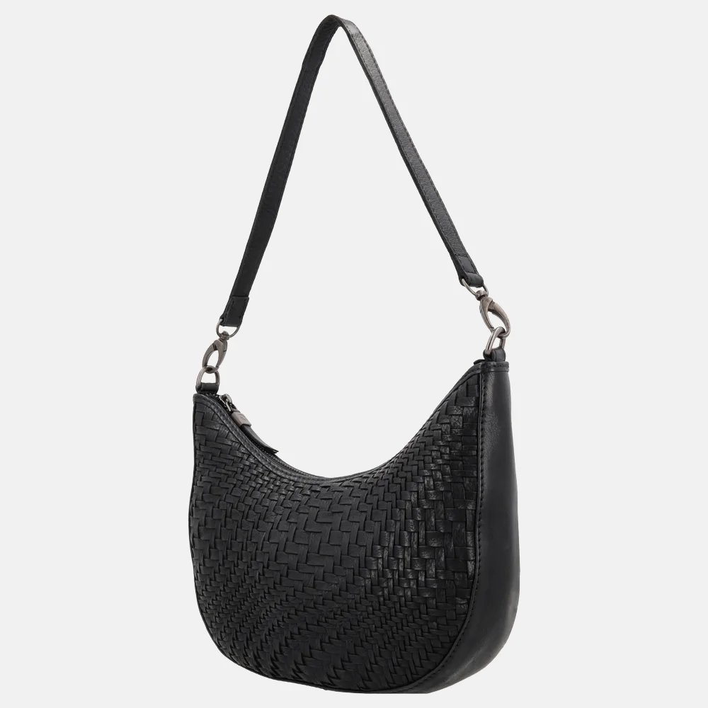 Hide & Stitches schoudertas vlechtwerk zwart bij Duifhuizen