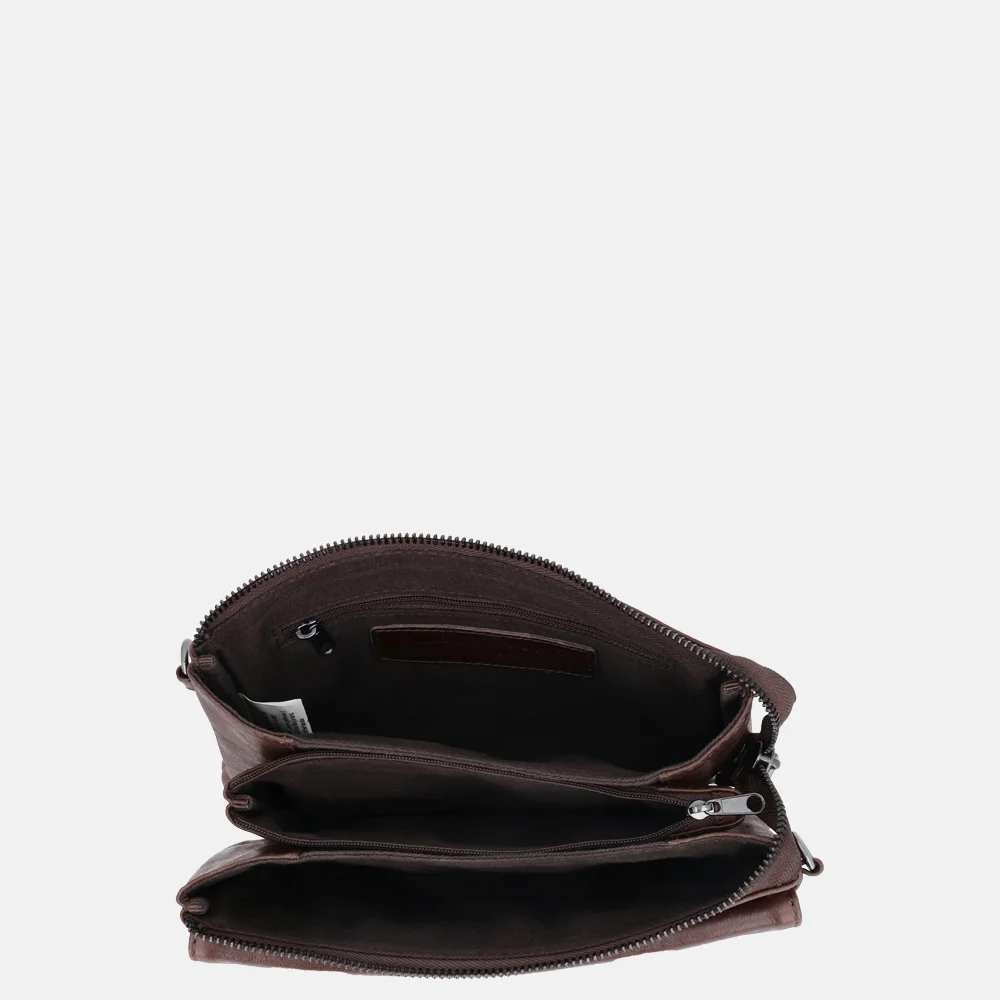 Hide & Stitches crossbody tas donkerbruin bij Duifhuizen