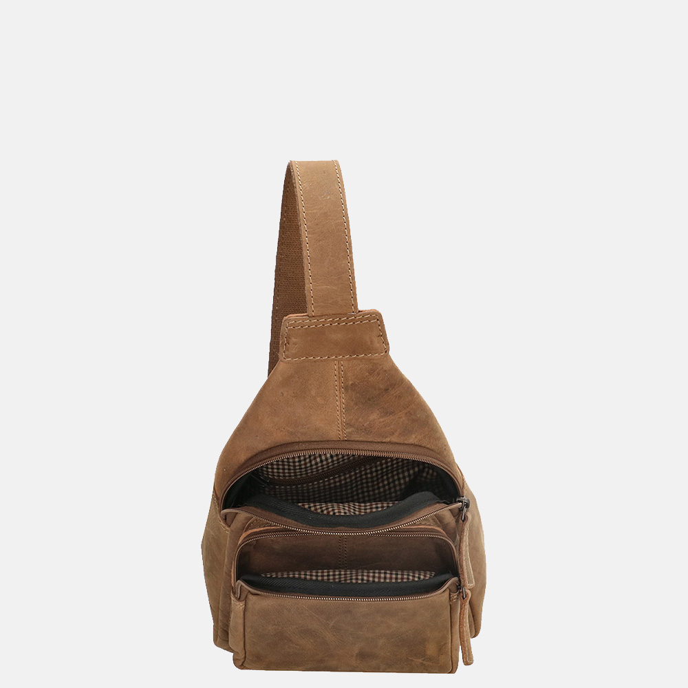 Hide & Stitches Idaho schoudertas/rugzak brown bij Duifhuizen