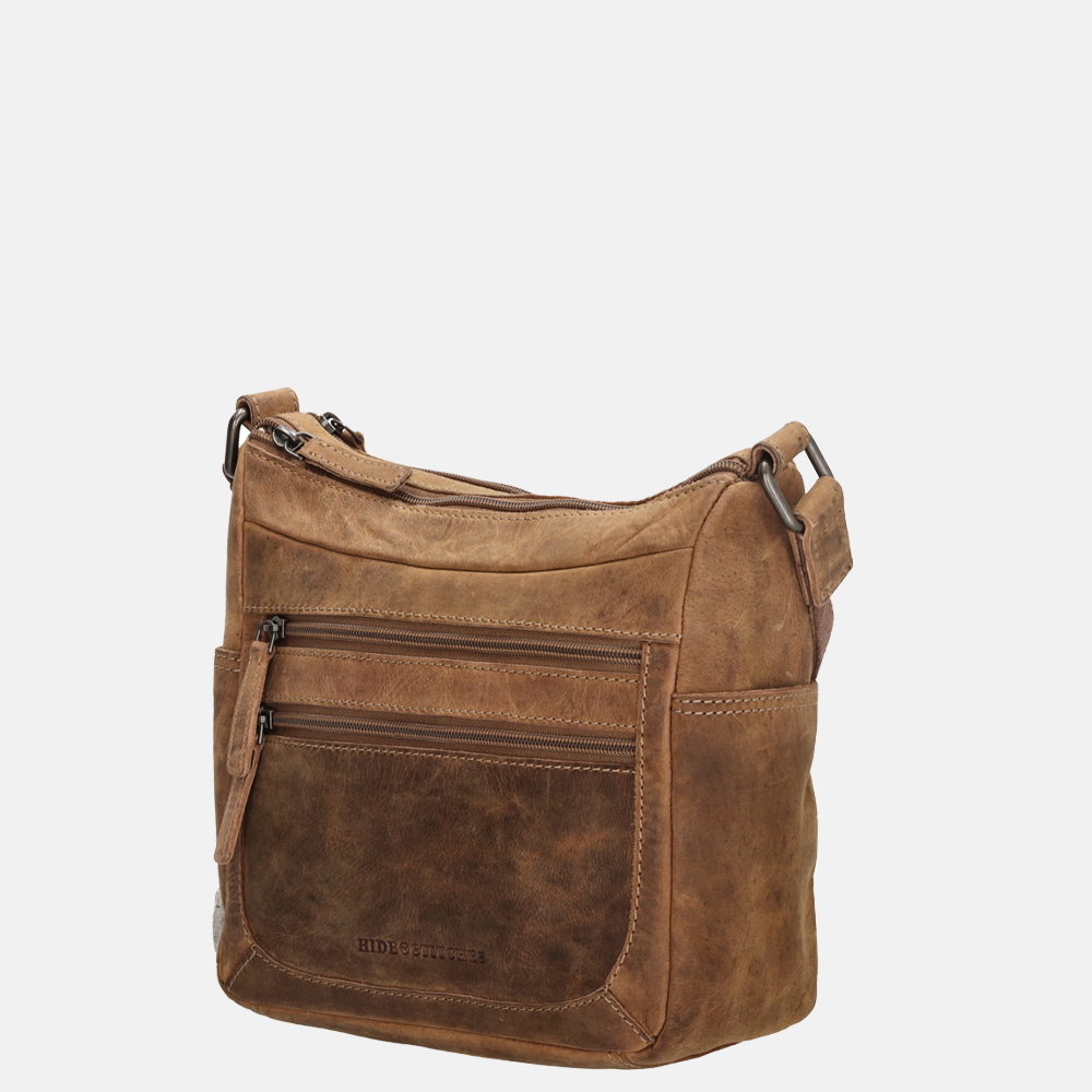 Hide & Stitches crossbody tas bruin bij Duifhuizen