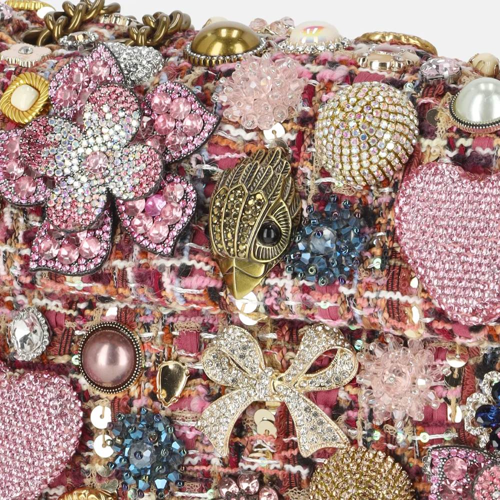 Kurt Geiger Kensington Tutti Frutti schoudertas M pink comb bij Duifhuizen