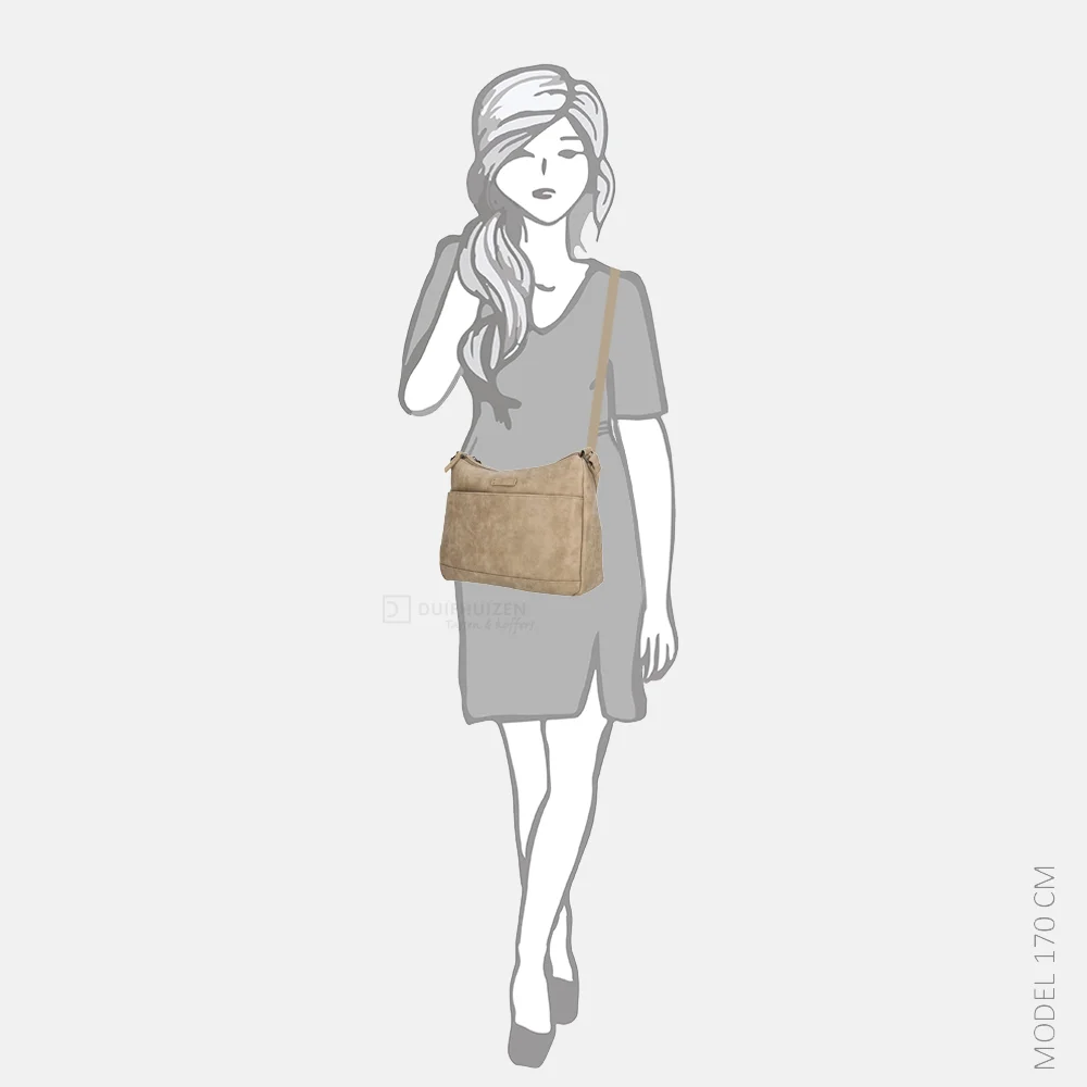 Enrico Benetti Noumea crossbody tas middentaupe bij Duifhuizen