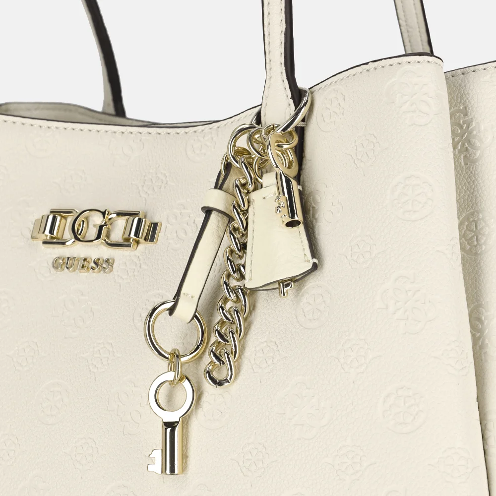 Guess Brooke sleutelhanger off white bij Duifhuizen