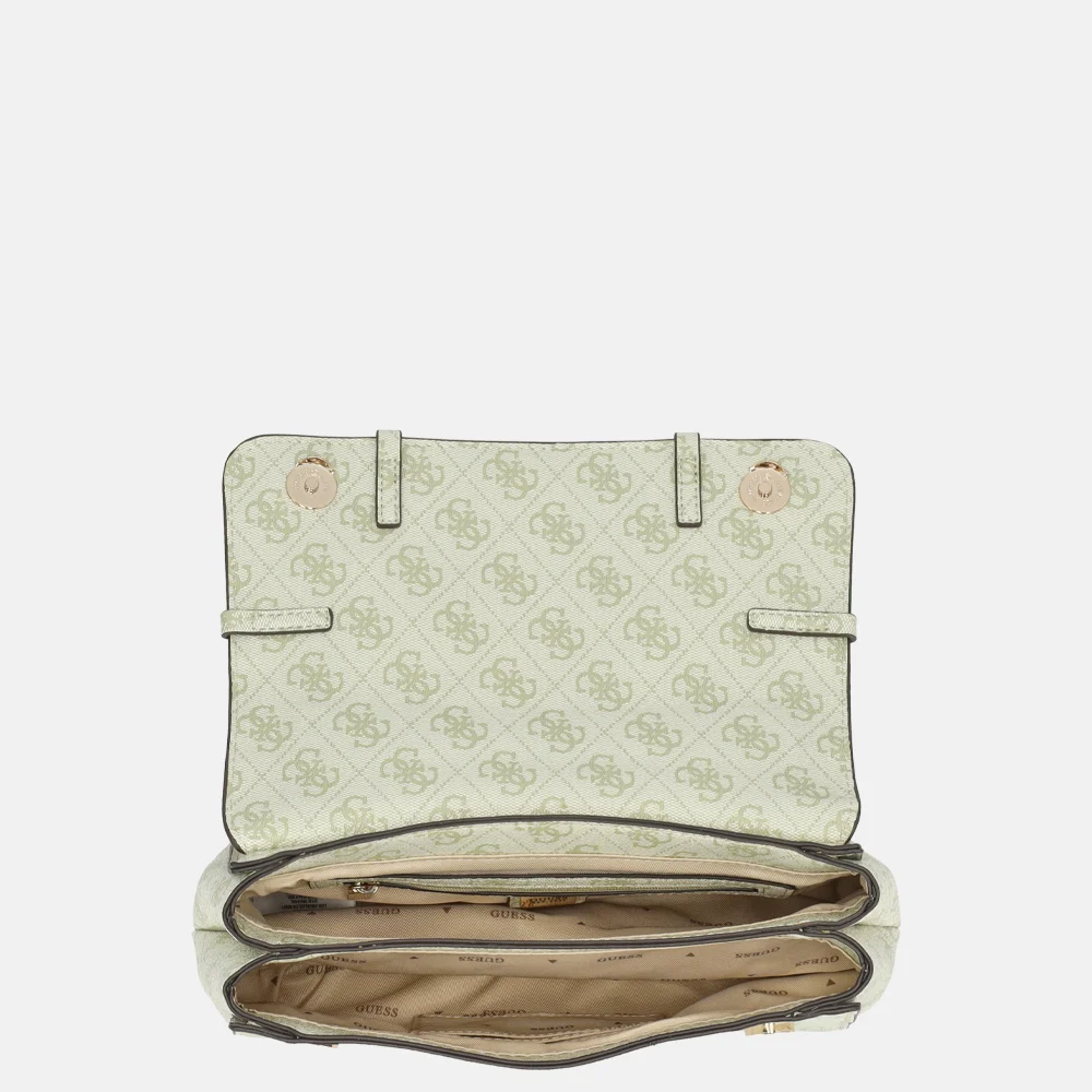 Guess Leona convertible crossbody tas flap sage logo bij Duifhuizen