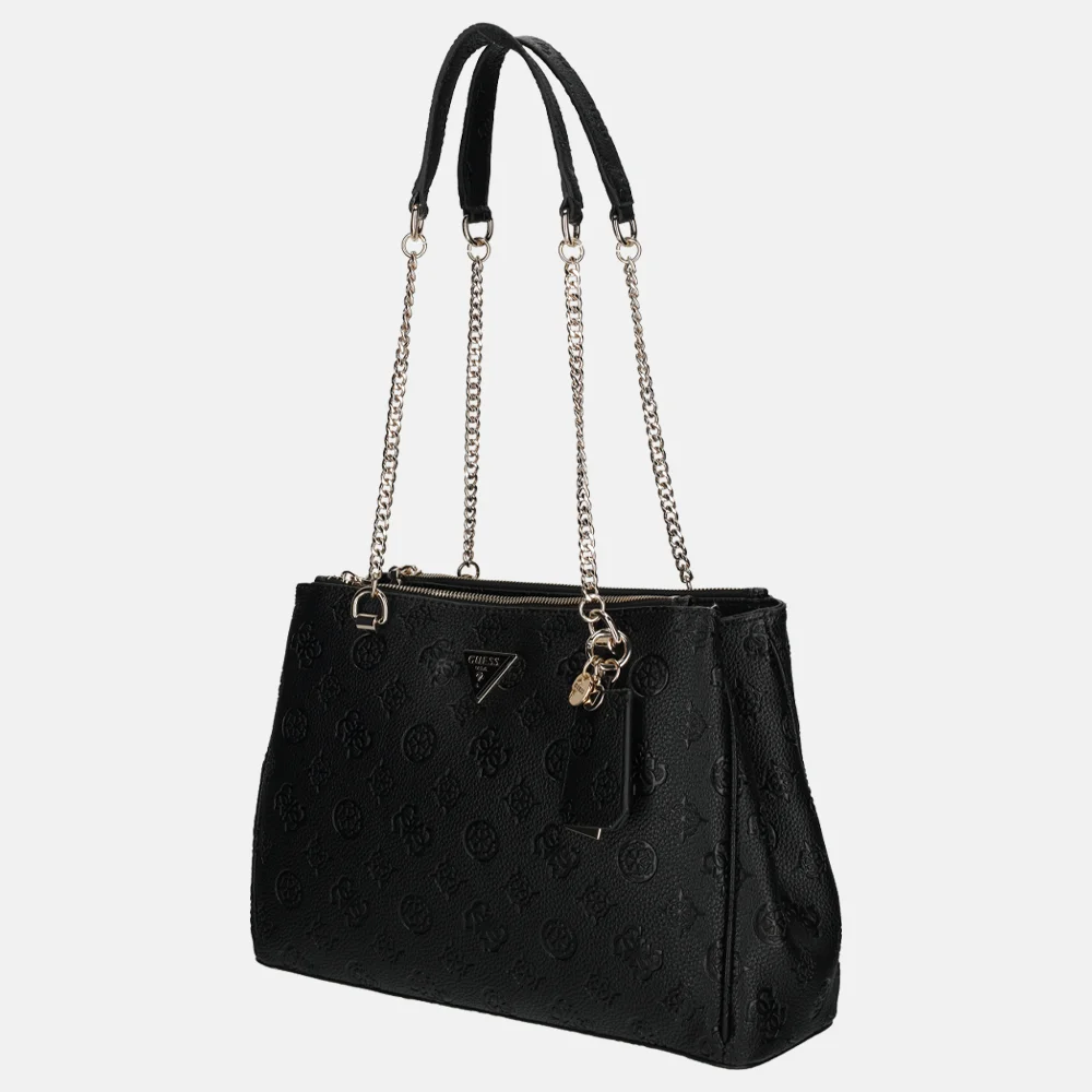 Guess Cresidia Status Shoulder Satchel black bij Duifhuizen