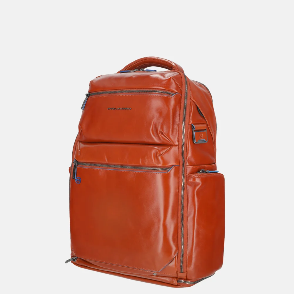 Piquadro Blue Square laptoprugzak 15 inch orange bij Duifhuizen