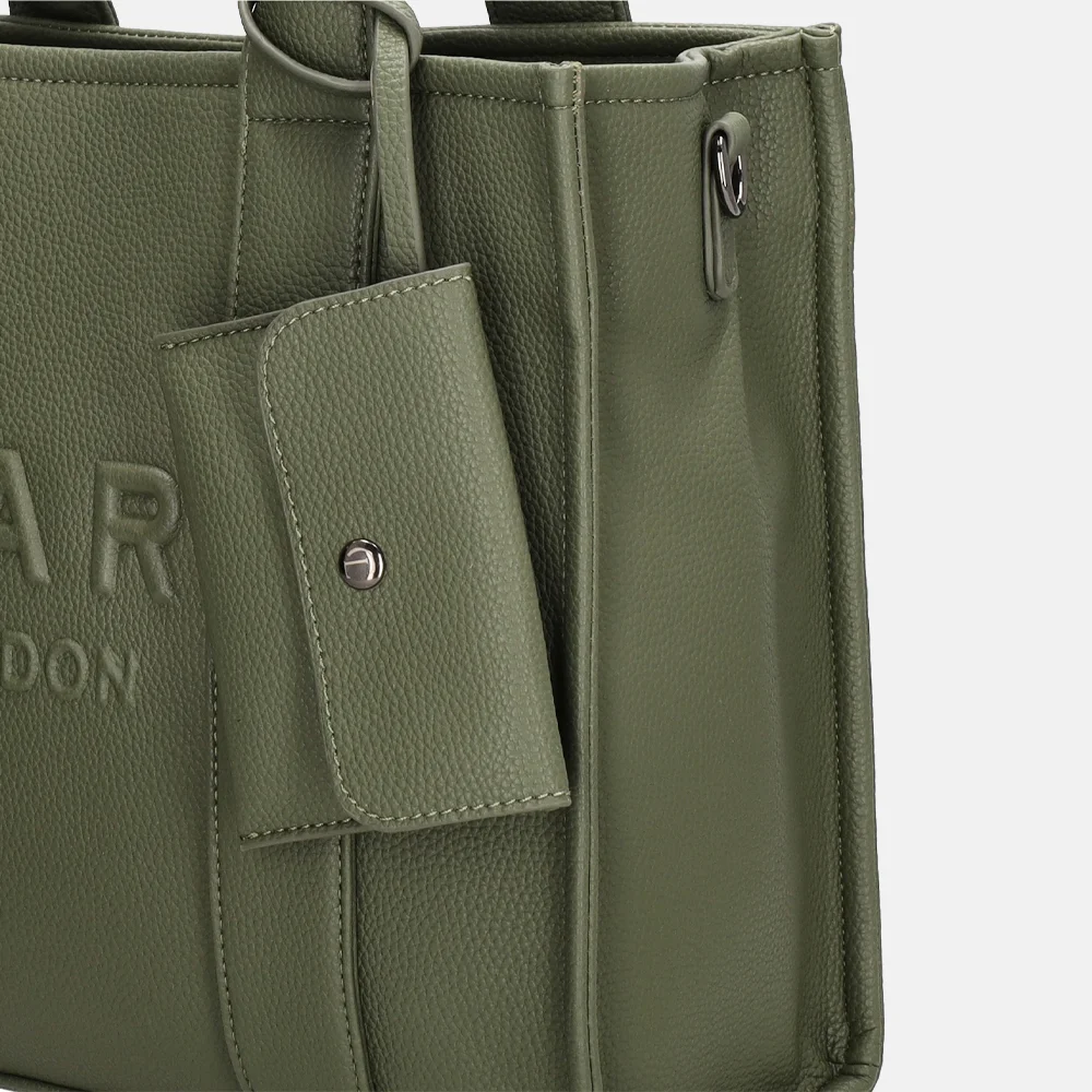Charm London Debossed shopper M natuur groen bij Duifhuizen