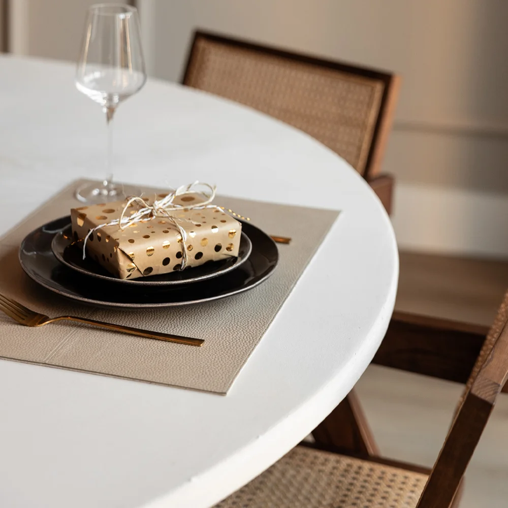 Chamada leren placemats rechthoek effen (2 stuks) taupe bij Duifhuizen