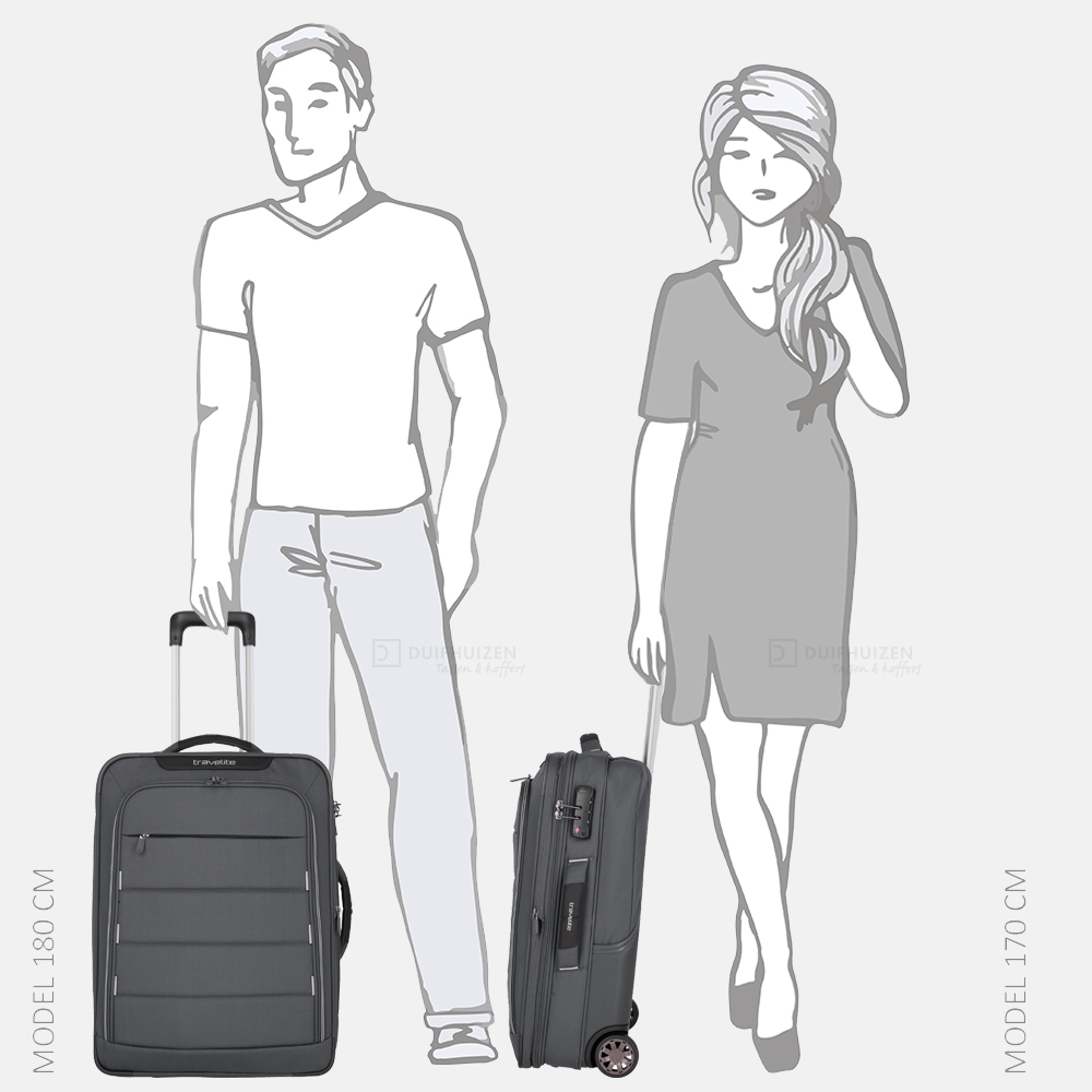 Travelite Upright koffer 55 cm anthracite bij Duifhuizen