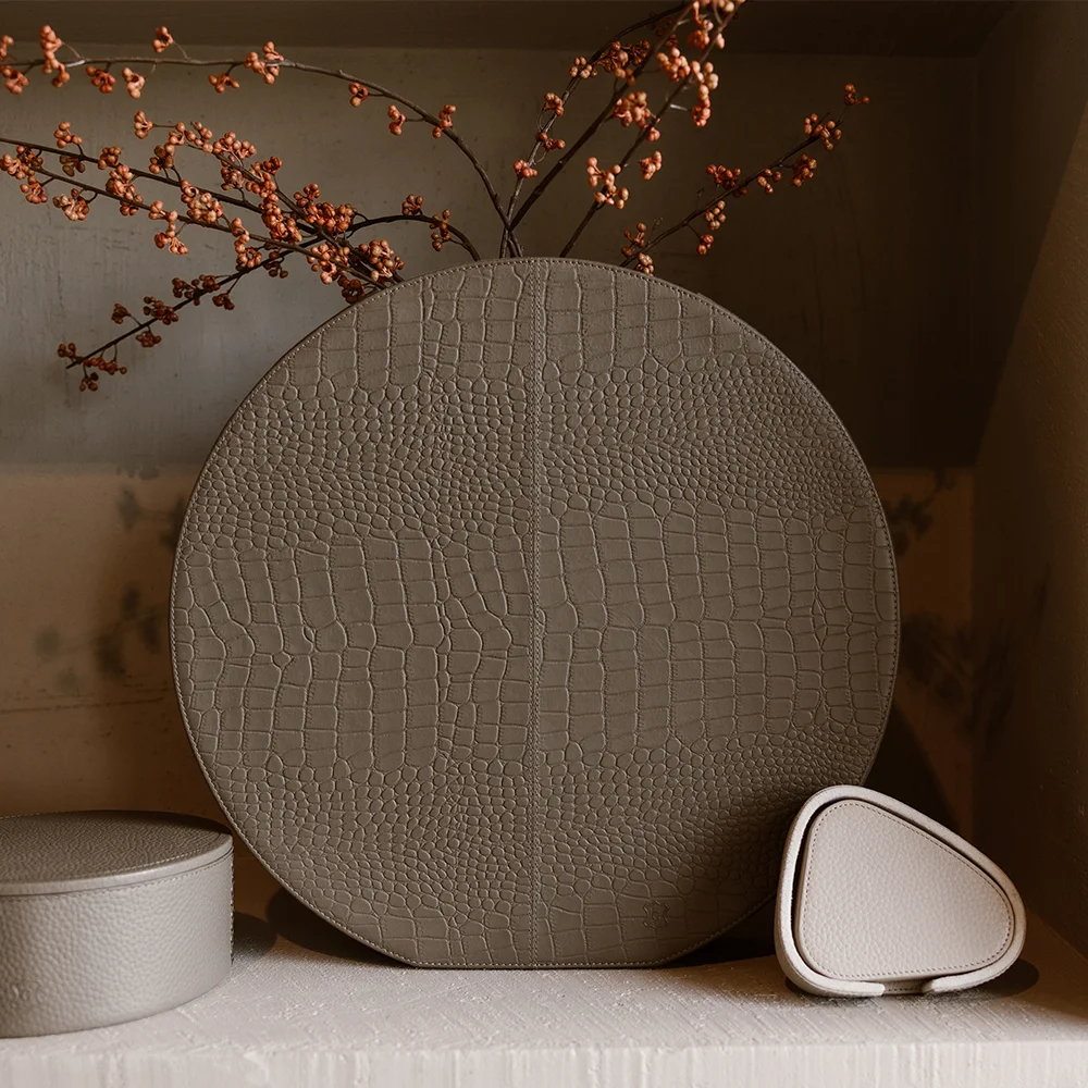 Chamada leren vaas croco large taupe bij Duifhuizen