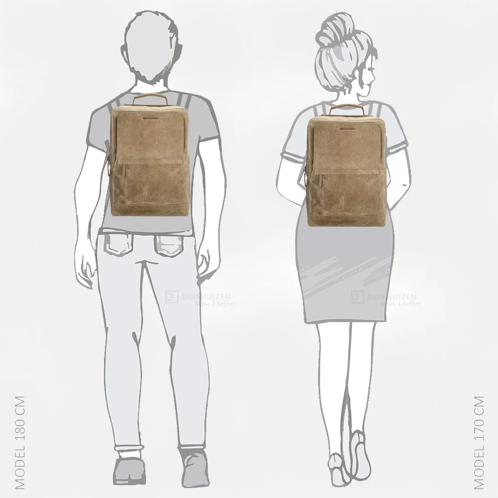 Hide & Stitches Idaho laptoprugzak 15 inch donkerzand bij Duifhuizen