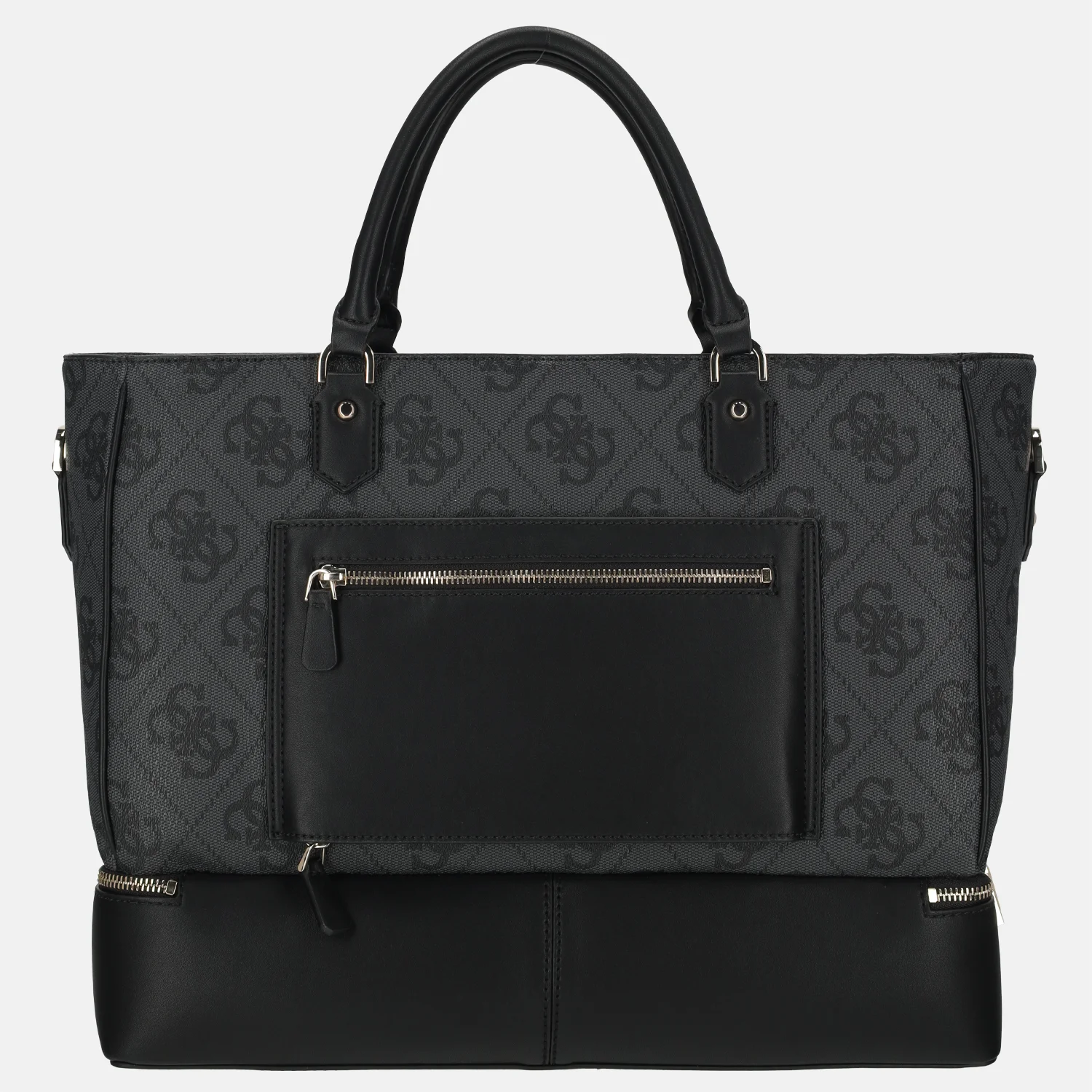 Guess Berta bottom zip tote shopper coal logo bij Duifhuizen