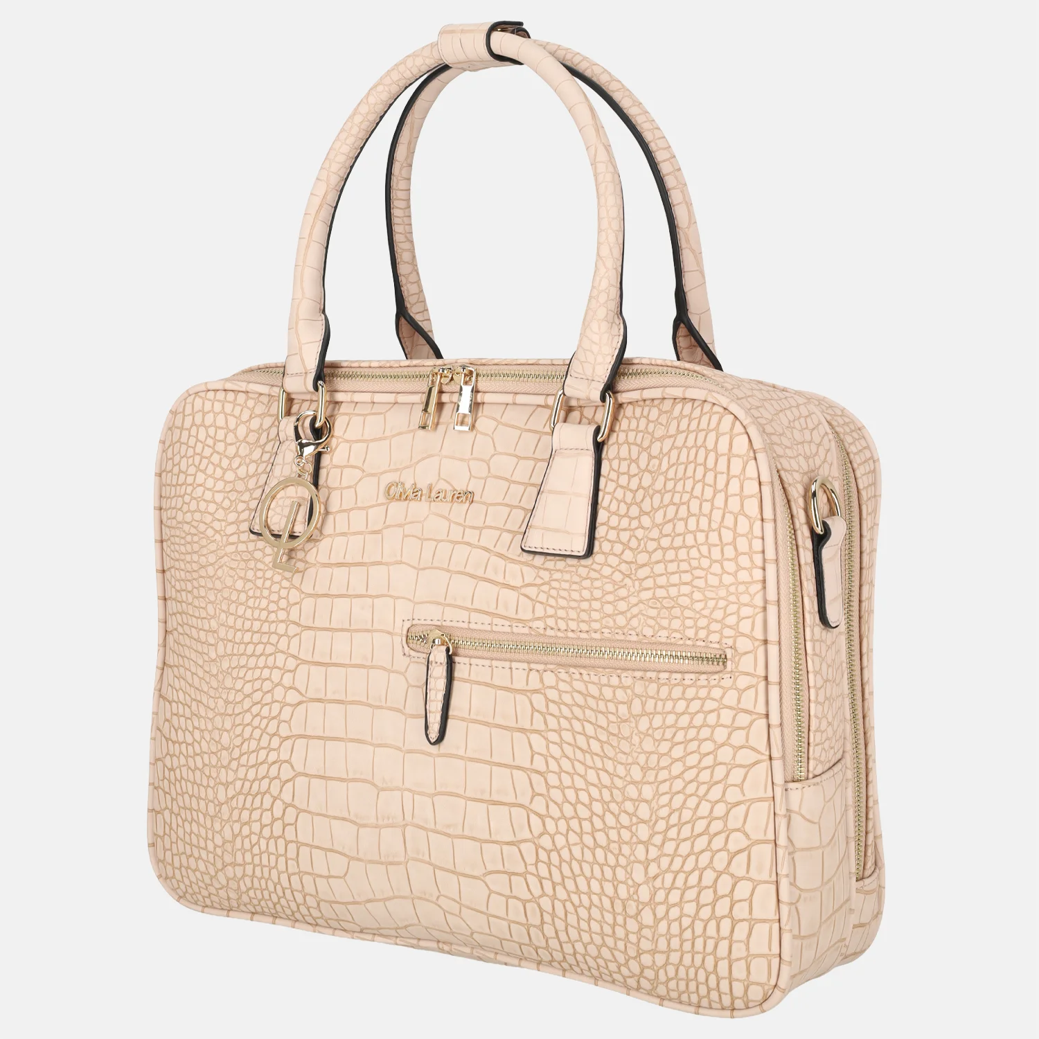 Olivia Lauren businesstas laptoptas 16 inch croco roze bij Duifhuizen