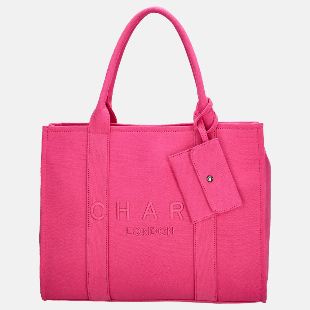 Charm London shopper/laptoptas 15 inch fuchsia bij Duifhuizen