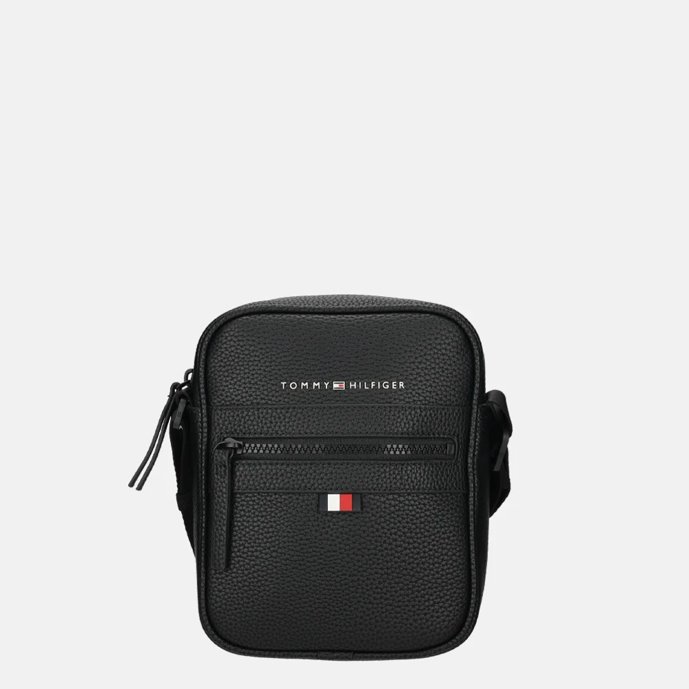 Tommy Hilfiger Essential PU mini reporter crossbody tas black bij Duifhuizen