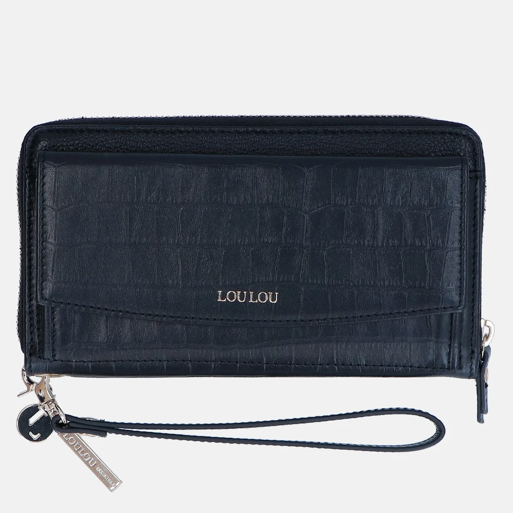 Loulou Essentiels Classy Croc portemonnee groot black