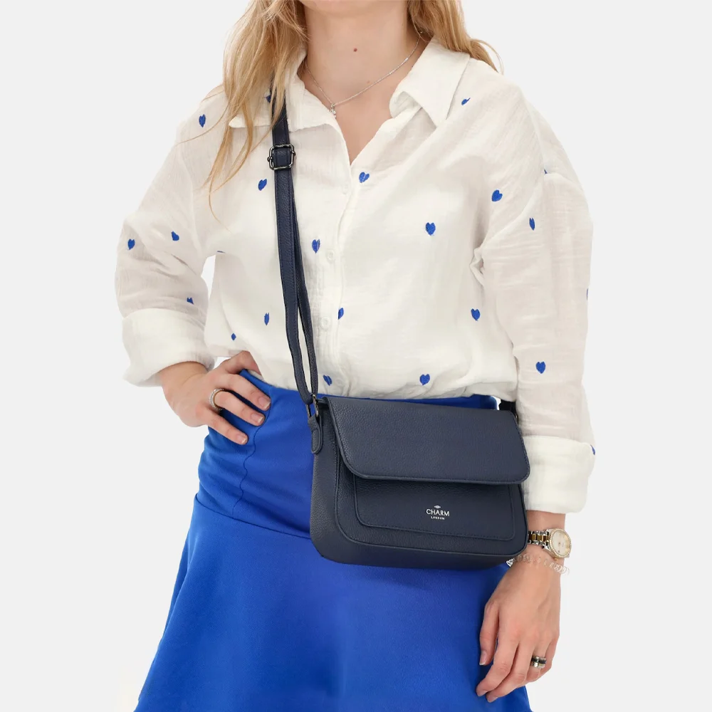 Charm London crossbody tas blauw bij Duifhuizen