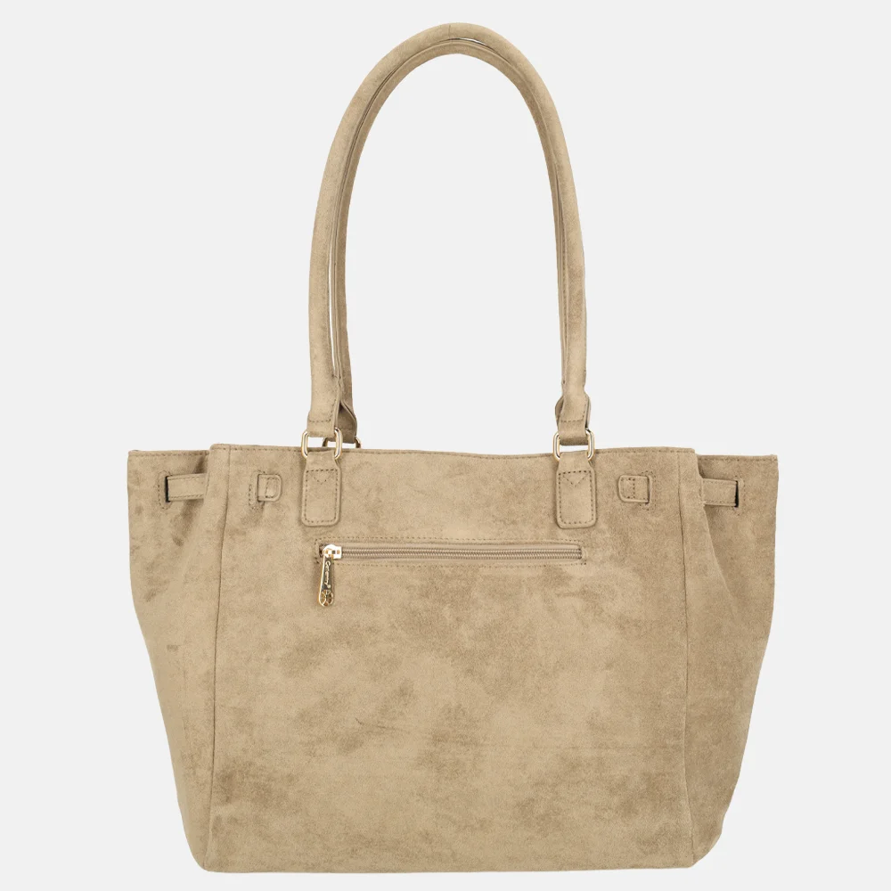 Firenze shopper suedine dark taupe bij Duifhuizen