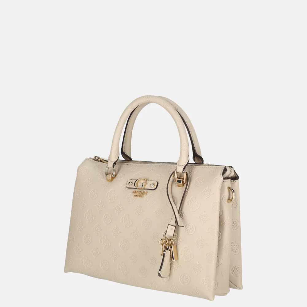 Guess Dita handtas light taupe Logo bij Duifhuizen