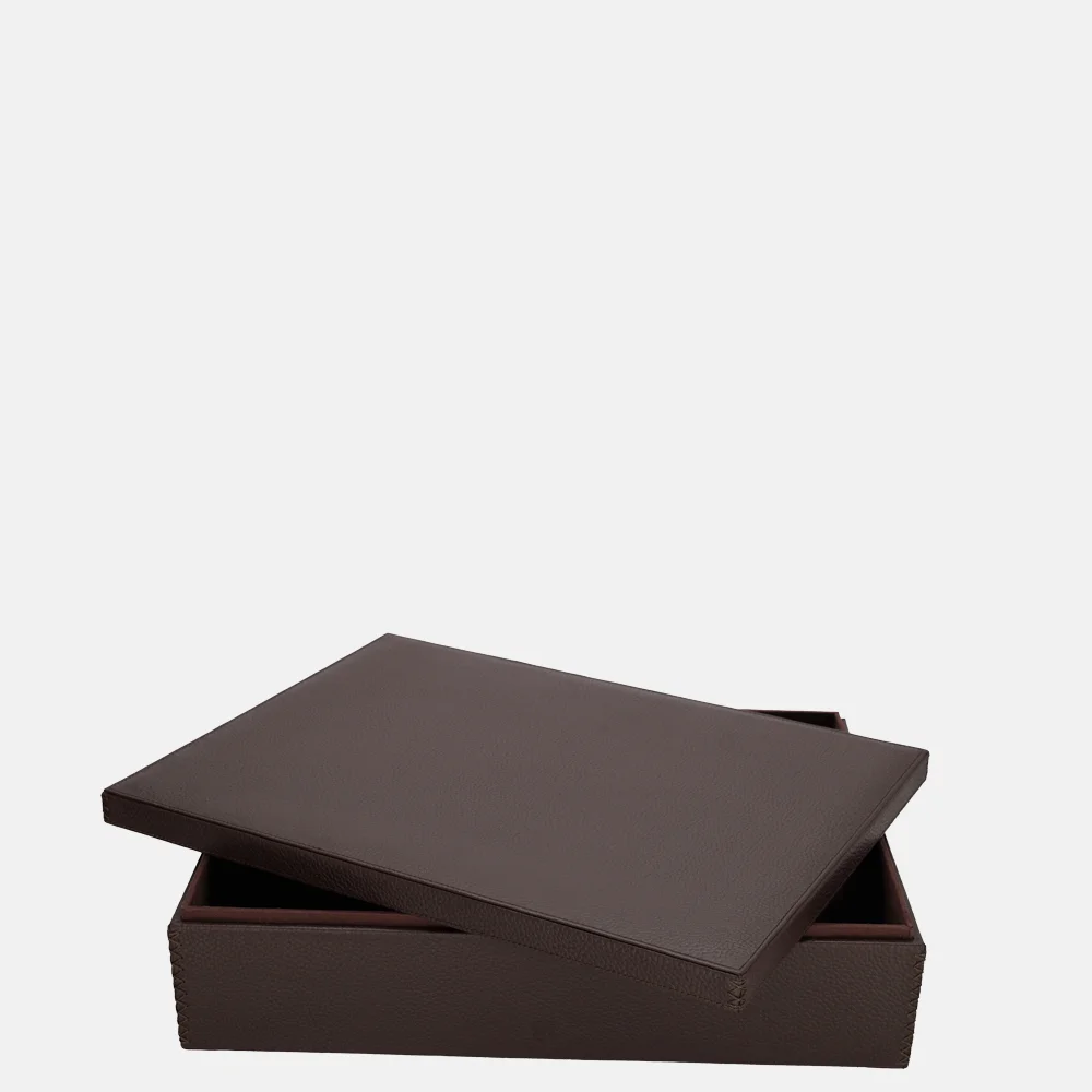 Chamada leren opbergbox rechthoek effen large donkerbruin