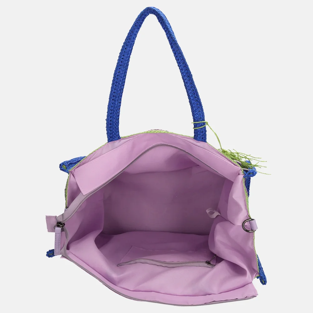 Zebra Trends Moana strandtas riet colorblock lilac bij Duifhuizen