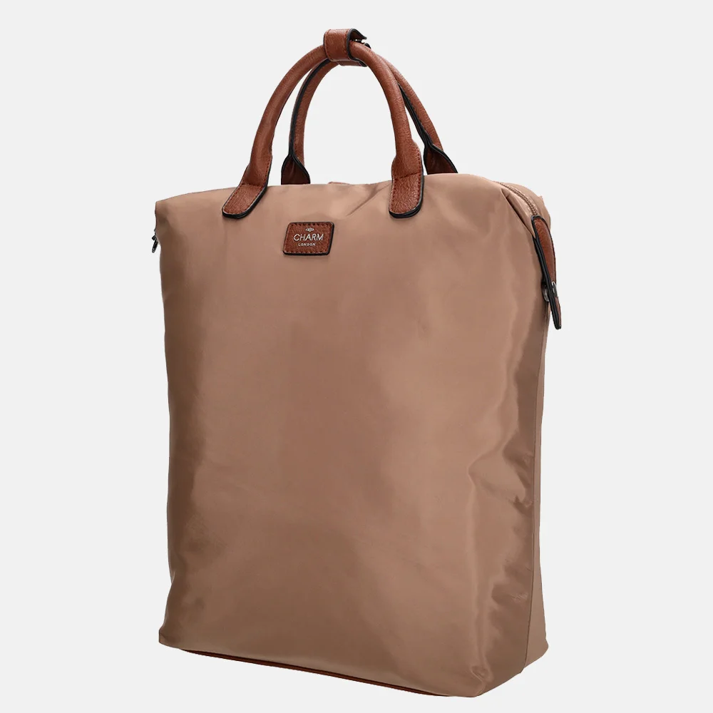 Charm London Buckingham laptoprugzak 14 inch taupe bij Duifhuizen