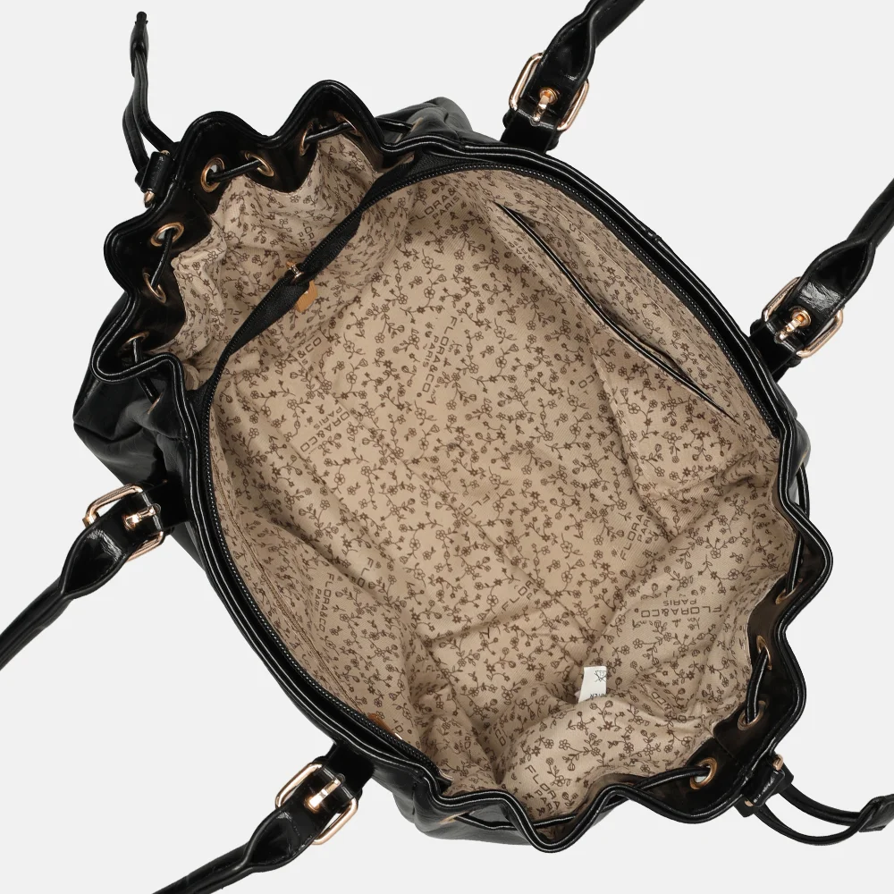 Flora & Co handtas lak black bij Duifhuizen