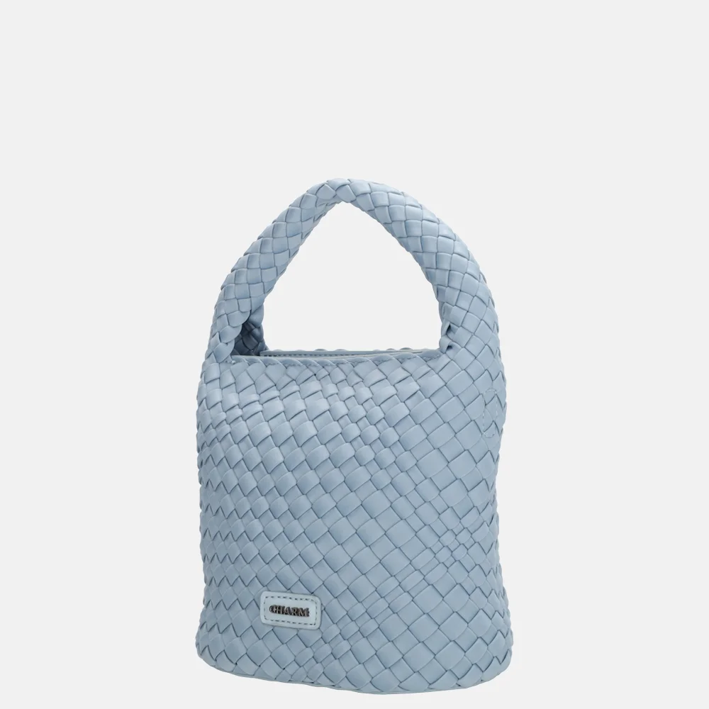 Charm London Madera handtas gevlochten neopreen S lichtblauw bij Duifhuizen