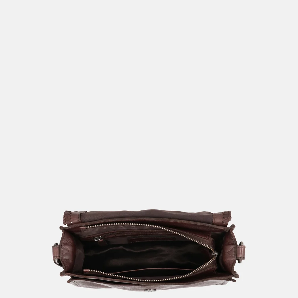 Hide & Stitches Country crossbody tas overslag donkerbruin bij Duifhuizen