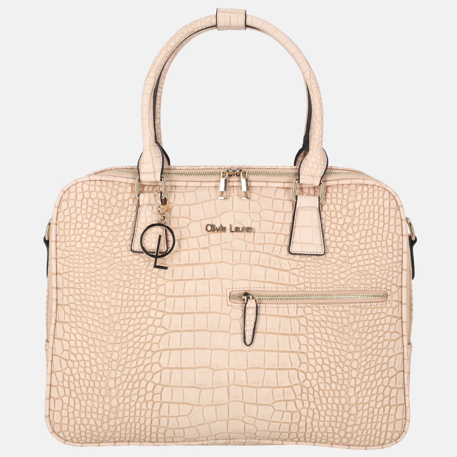 Olivia Lauren businesstas laptoptas 16 inch croco roze bij Duifhuizen