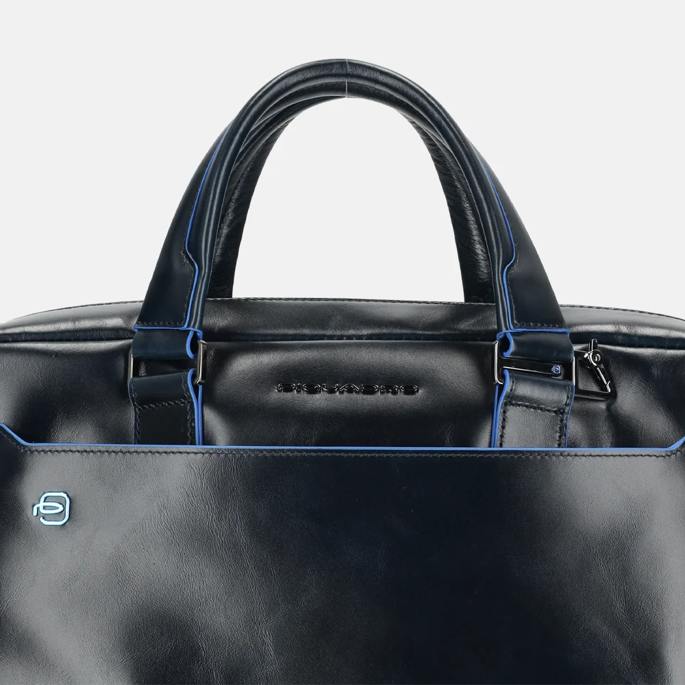 Piquadro Blue square laptoptas 15 inch blue bij Duifhuizen