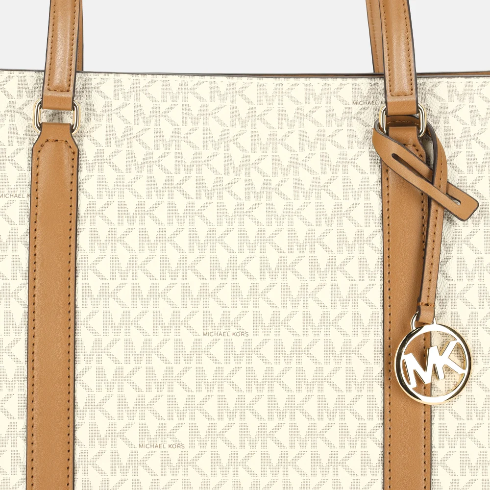 Michael Kors Andie tote shopper M logo vanille/acorn bij Duifhuizen