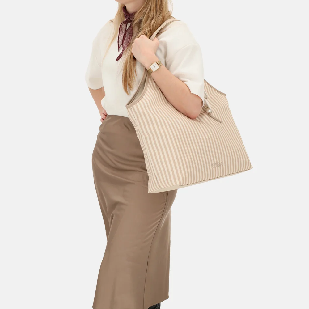Zebra Trends Mira shopper streep creme bij Duifhuizen