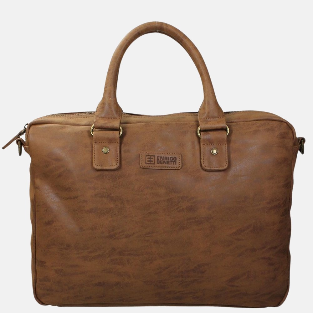 Enrico Benetti laptoptas 15.6 inch brown bij Duifhuizen