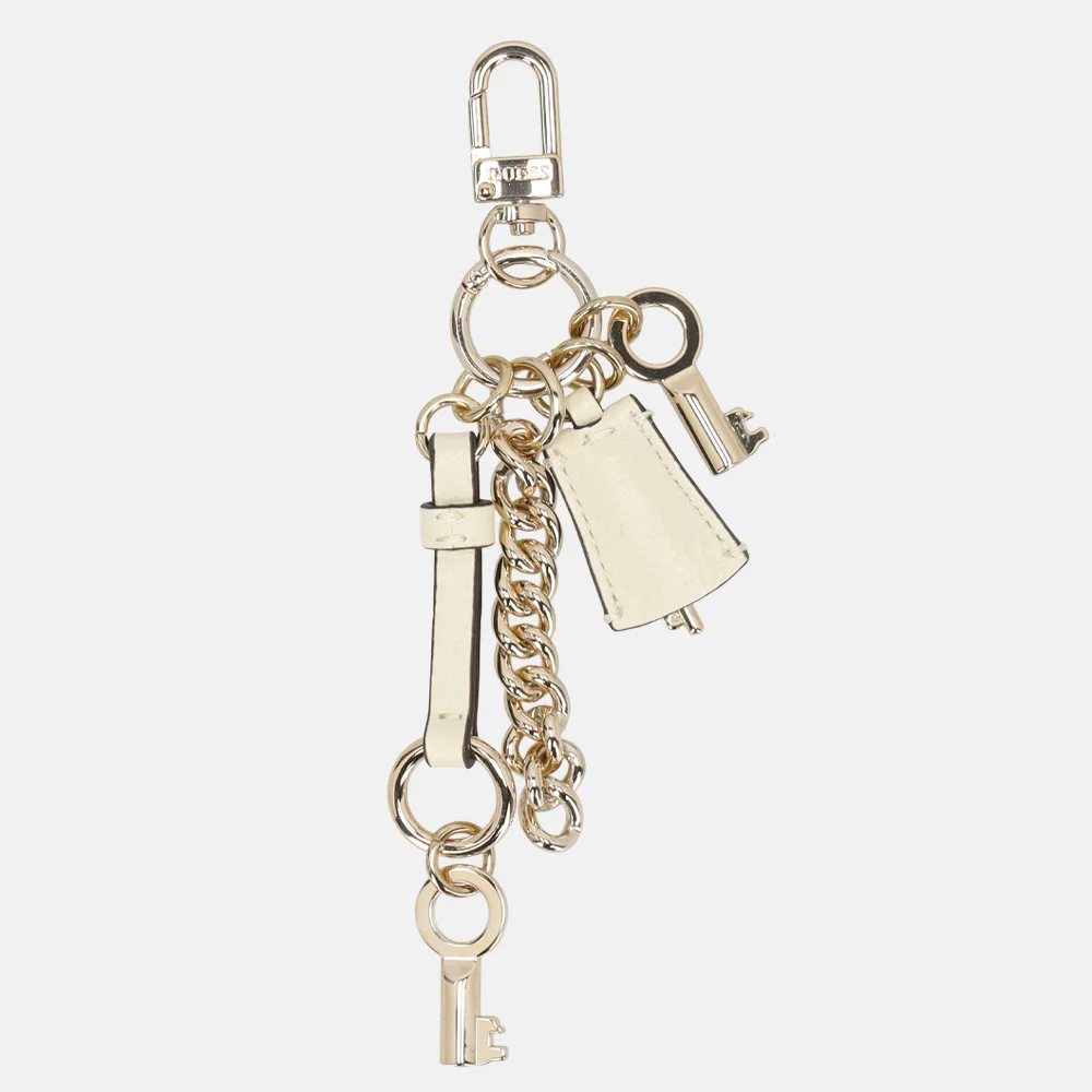 Guess Brooke sleutelhanger off white bij Duifhuizen