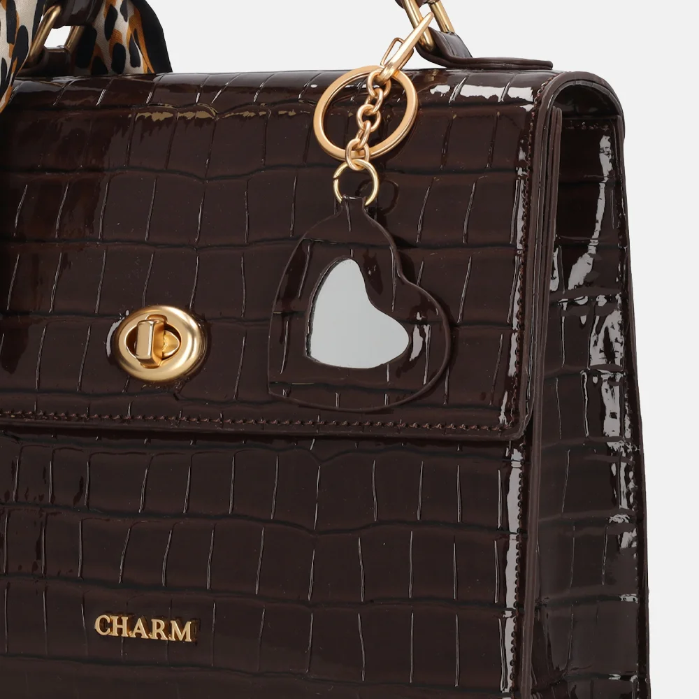 Charm London Knightsbridge handtas croco donkerbruin bij Duifhuizen