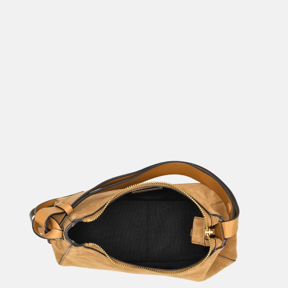 Tommy Hilfiger Statement schoudertas suede cognac bij Duifhuizen
