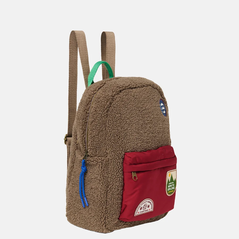 Studio Noos Teddy midi kinderrugzak brown/burgundy bij Duifhuizen