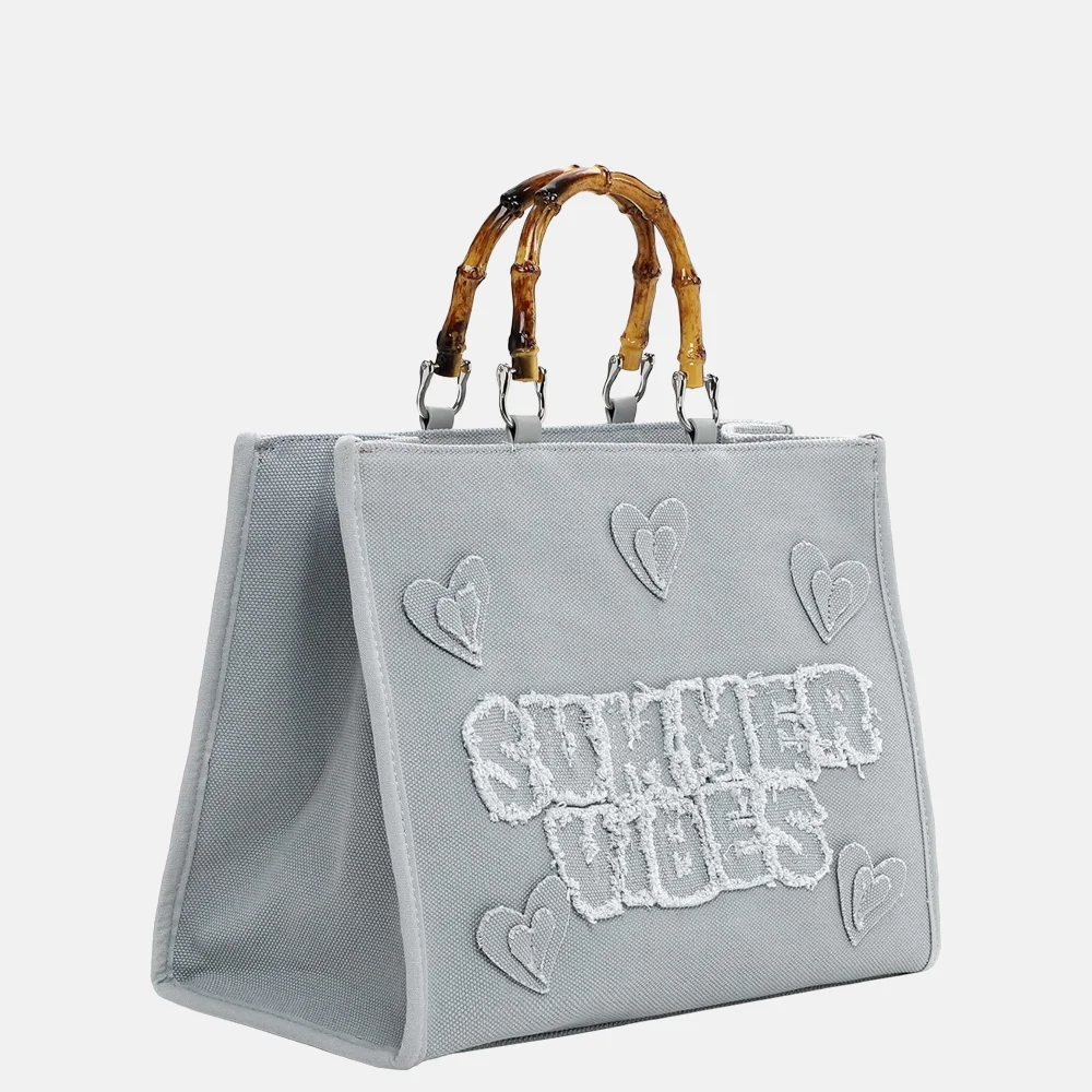 Emily & Noah Joelle summer vibes handtas canvas bambo light blue bij Duifhuizen