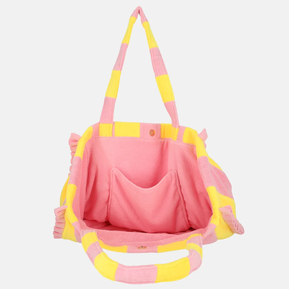 Laurent David Zara strandtas/shopper badstof geel/roze bij Duifhuizen