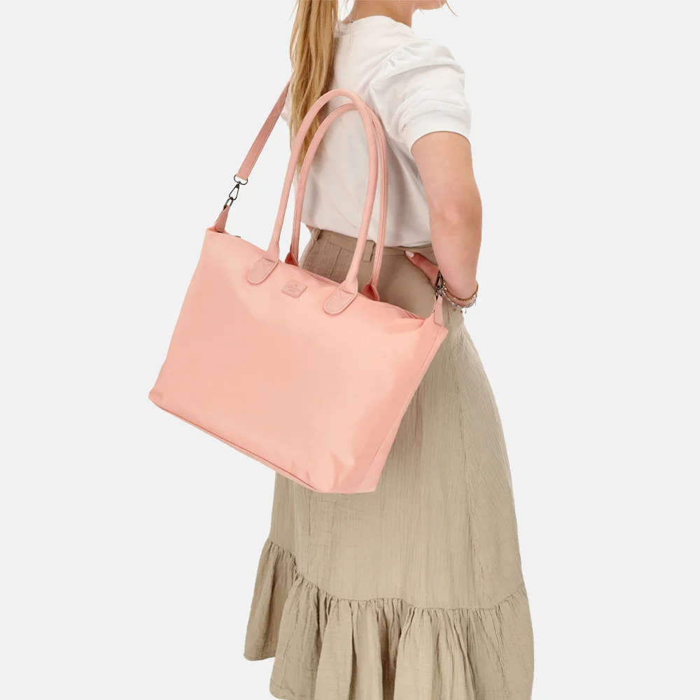 Charm London Buckingham Mono shopper met 15.6 inch laptopvak L lichtroze bij Duifhuizen