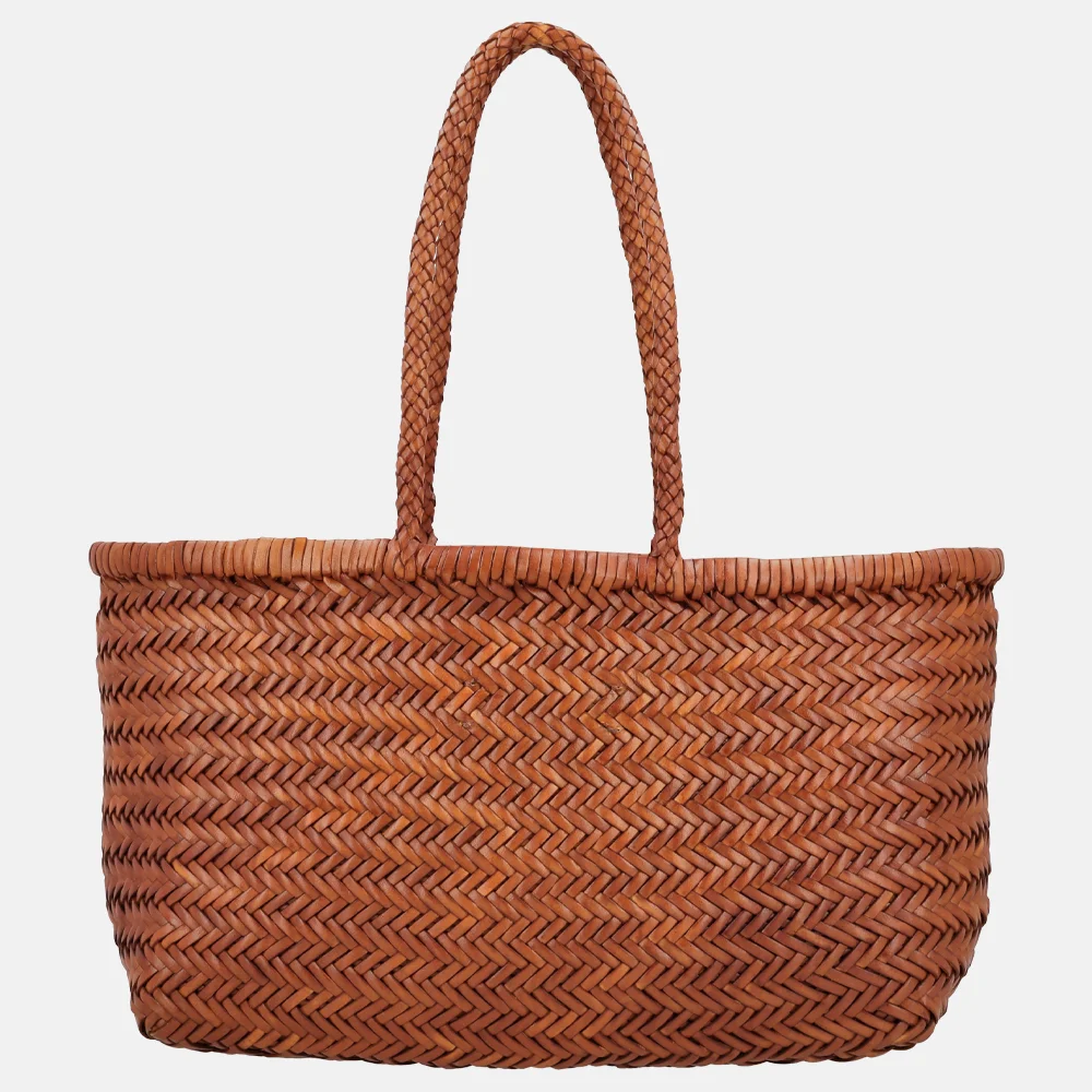 Hide & Stitches Amazone shopper M vlechtwerk handmade cognac bij Duifhuizen