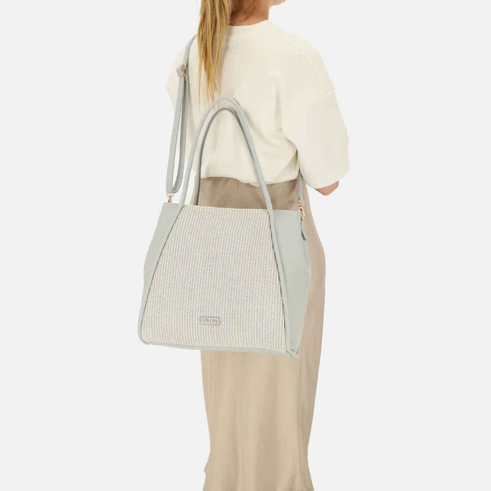 Charm London Paris shopper riet lichtblauw bij Duifhuizen