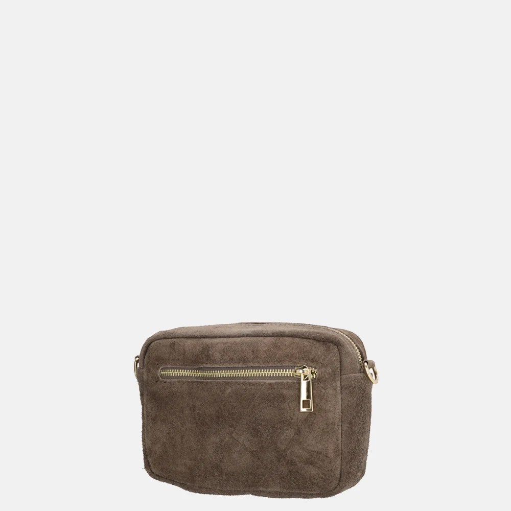 Charm London Elise crossbody tas suede taupe bij Duifhuizen