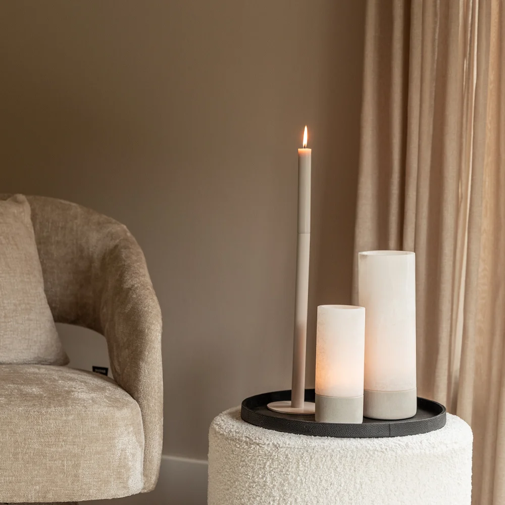 Chamada leren dienblad rond effen M black bij Duifhuizen