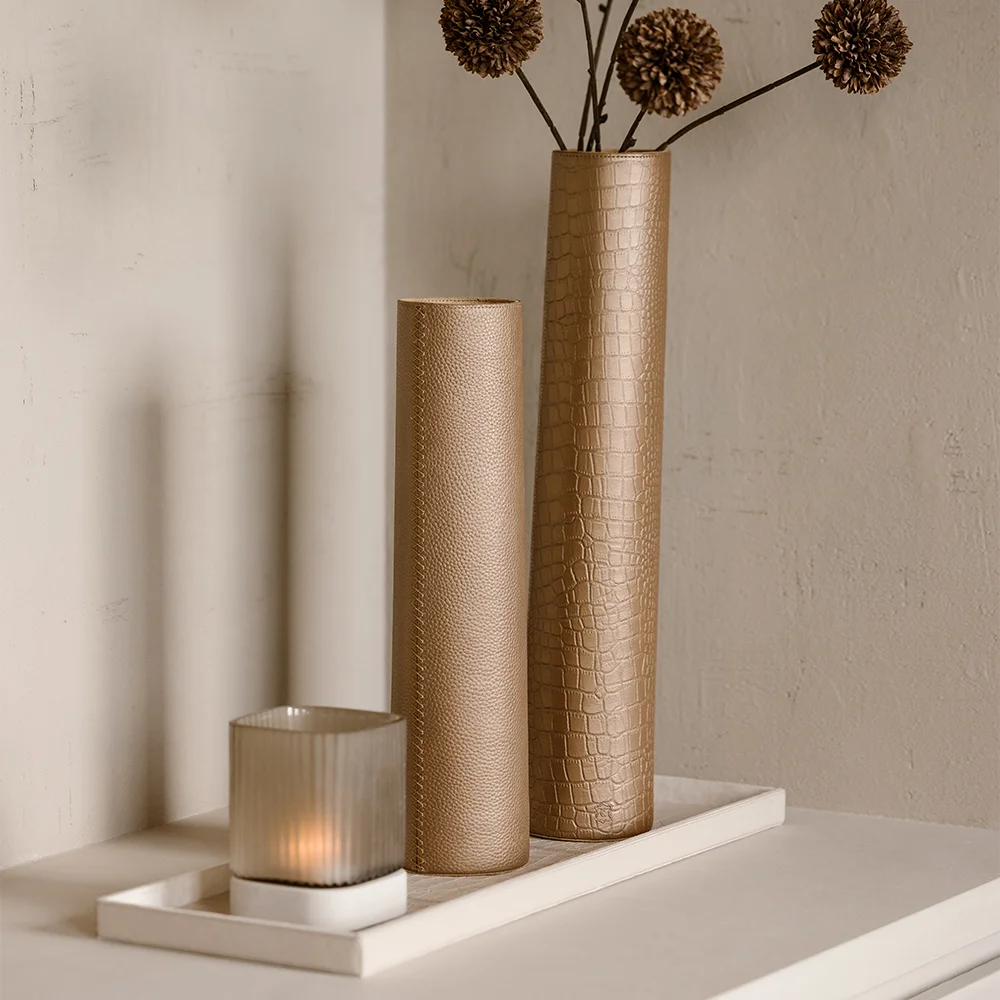 Chamada leren vaas effen S koper bij Duifhuizen