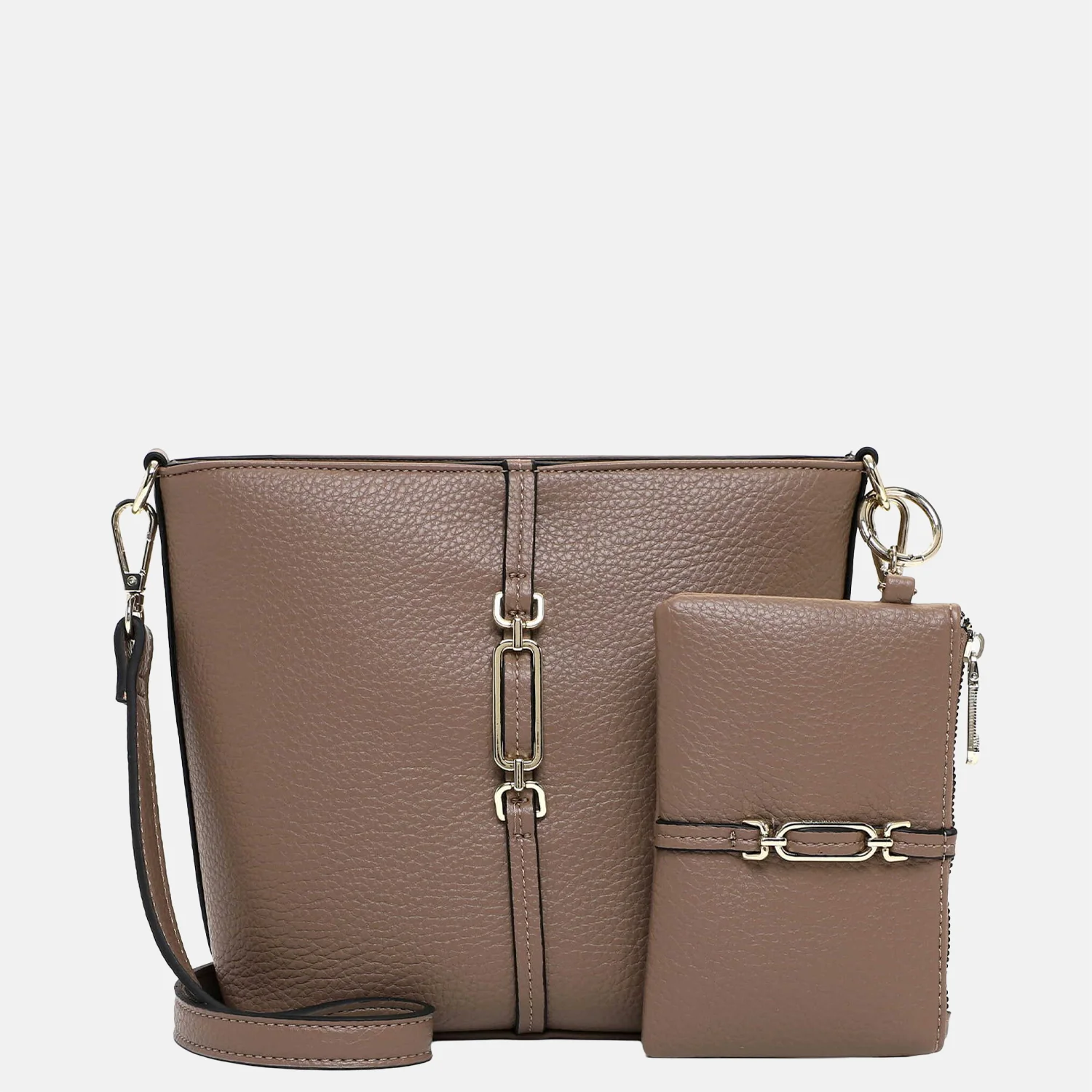 Emily & Noah Lewe crossbody tas taupe