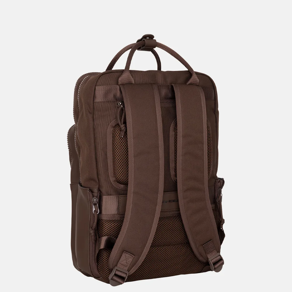 New Rebels William rugzak 15.6 inch donkerbruin bij Duifhuizen