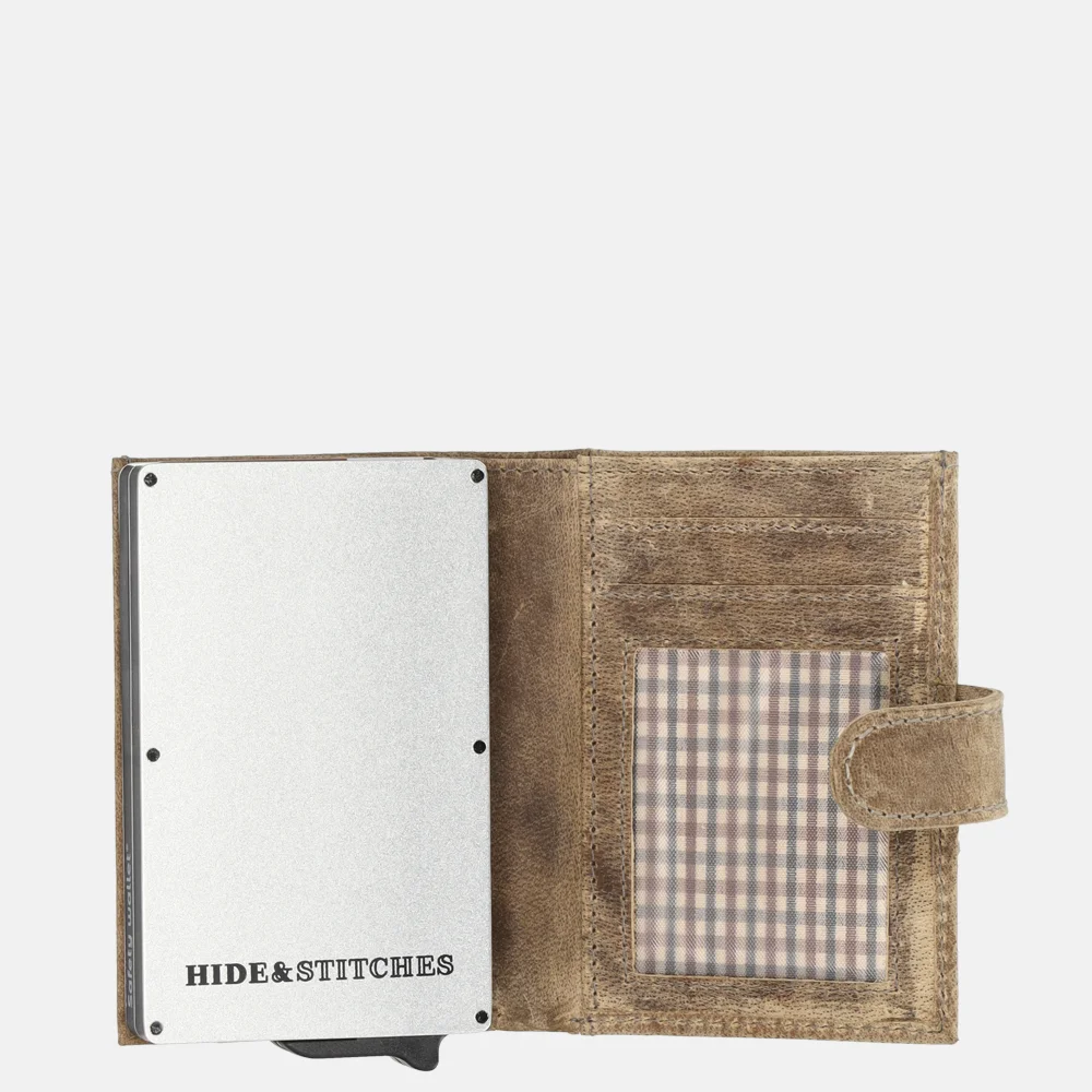 Hide & Stitches dubbele pasjeshouder donker zand bij Duifhuizen