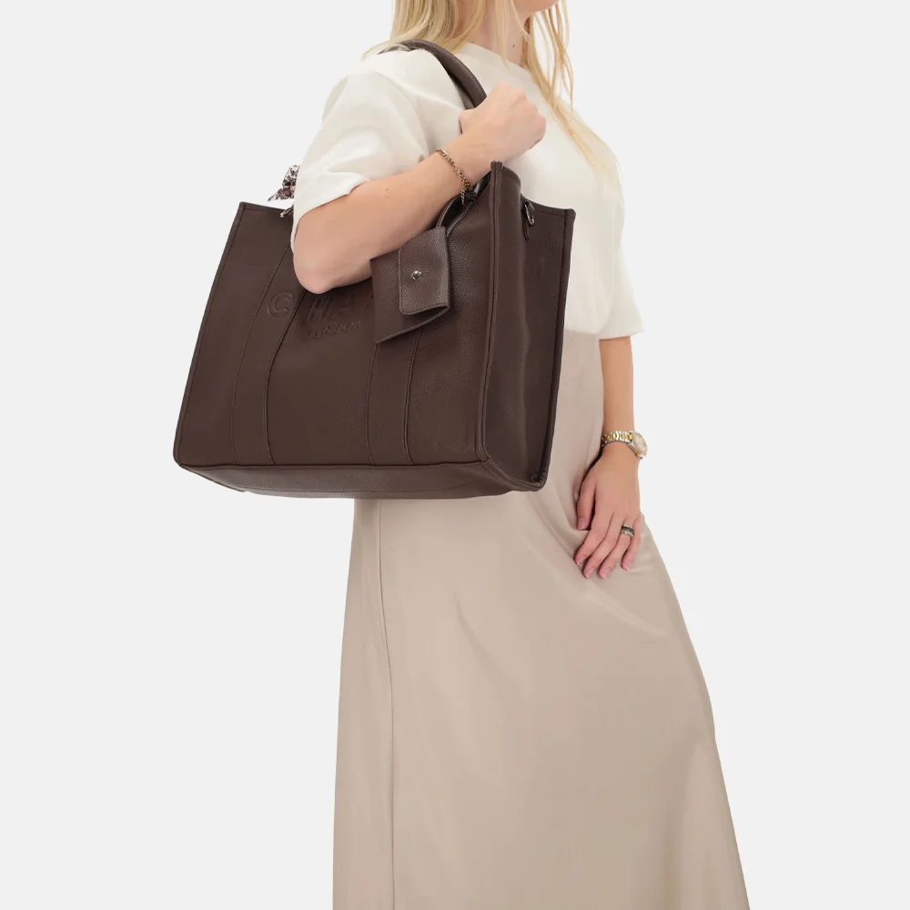 Charm London laptoptas 15 inch donkerbruin bij Duifhuizen